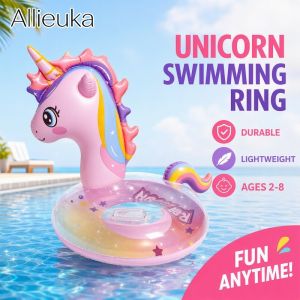 Inflatable Swim Ring Unicorn Float Durable Lightweight Pvc Smooth Seam Pool Beach Water Play Ages 2 8
