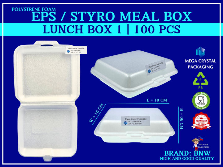 [ 50 Pcs ] Styro   Disposable Lunch Box 