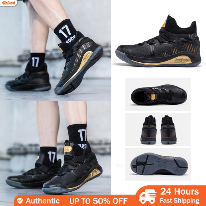 Stephen curry black gold NBA basketball shoes for men women's high cut  sneakers 40-45
