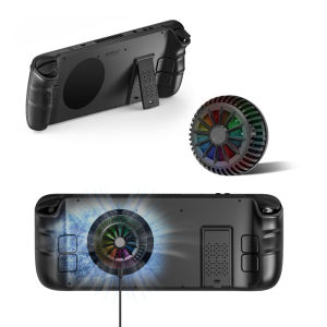 Steam Deck Fan Semiconductor Cooler for Steam Deck with 7-Blade Fan and RGB Colourful Light 3 Seconds Fast Cooling Magnetic Fan Cooler for Steam Deck Switch Tablet Cellphones