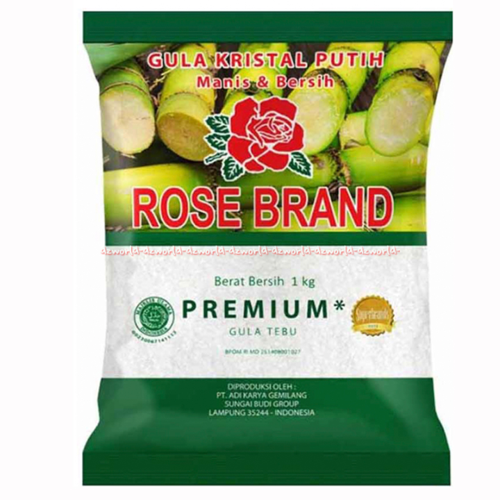 Rose Brand 1kg Gula Kristal Putih Gula Pasir Premium Terbuat Dari Tebu Pilihan 1 Kilo Rosebrand Kemasan Hijau Kuning Ros Brand