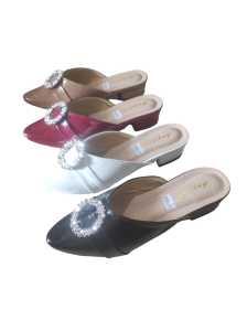 Angella BC01 sepatu slop wanita tali gesper 3cm