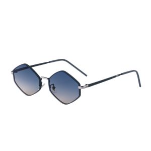 HULEQQI Metal Frame Polygon Sunglasses Y2K Hexagon Shades Eyewear Luxury Punk Sun Glasses