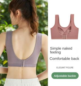 DACHAO Cotton Bra for Women Fixed Pads Sports Shockproof Underwear Seamless Solid Back Closure Female Lingerie