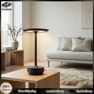 Adjustable Brightness Metal Table Lamp with Rechargeable Battery Ideal for Bedroom Camping and Outdoor Activities