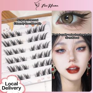 FenHuan 【Local Delivery】 BeautifulBamboo Pingdu Glue-free Unloading-free False Eyelashes Cat Elves Ladies Group Peacock Fish Little Sweet Cat Segmented Nine-tailed   Eyelash Curling