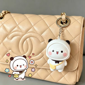Cartoon Panda Bear Face Changing Keychain Set 2pcs Fidget Toy Bag Charm Key Ring Gift