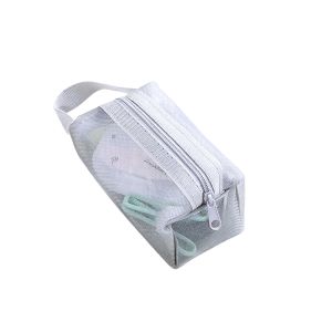Nexlent Nylon Mesh Zipper Makeup Bag Portable Handheld Cosmetic Toiletry Storage Pouch Stationery Bag