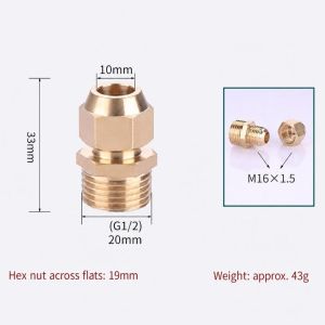 SQMETR Đồng thau Bộ chuyển đổi Flare Vàng Ren ngoài 1/4" 3/8" 1/2" Đầu nối đồng dạng loe Bền bỉ Lục giác Đầu nối ren ngoài Hệ thống điều hòa không khí