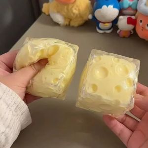 ETIONS Crunchy Cheese Squishy Toy Non-Rebound Non-Bounce Cheese Fidget Toy Pinch Toy Handmade Cheese Squeeze Ball Party Gifts