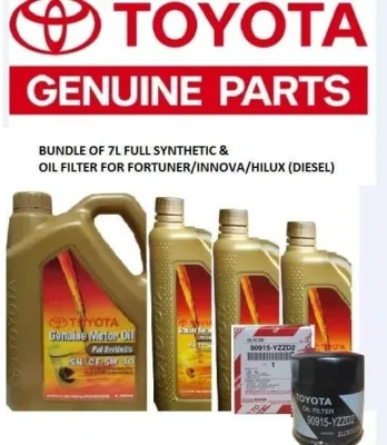 Toyota Full Synthetic SN/CF 5W40 Genuine Engine Oil (Bundle of 7Liters with Oil Filter - Fortuner/Innova/Hilux)