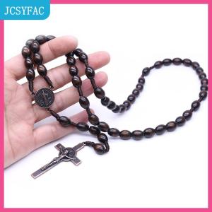 JCSYFAC Cổ điển chữ thập Công Giáo gỗ hạt religiousrayer Mặt dây chuyền vòng cổ đồ trang sức