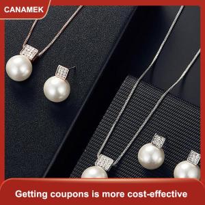 【CANAMEK】 3Pcs Thời Trang Thanh Lịch Giả Ngọc Trai Thạch Hình Học Vòng Cổ Bông Tai Cho Phụ Nữ Cô Dâu Wedding Party Trang Sức Set Quà Tặng