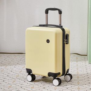 14-inch Luggage Small Carrying Case 2025 Fashion Trolley Case with Combination Lock Universal Light Tone Wheel