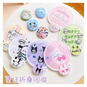 Kawaii My Melody Kuromi Cartoon Fan Anime Sanrio Mini Portable Handheld Fans Girly Heart Cute Outdoor Travel Hand Fans Girls Gifts