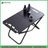 Sikiwind Foldable Camping Table Tripod Base Picnic Desk with Storage Net and Bag Ideal for Outdoor Activities