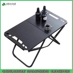 Sikiwind Foldable Camping Table Tripod Base Picnic Desk with Storage Net and Bag Ideal for Outdoor Activities