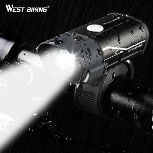 WEST BIKING 350 Lumens Bicycle Front Light Waterproof Cycling Light USB Rechargeable Side Warning Flashlight 5 Modes Bike Light