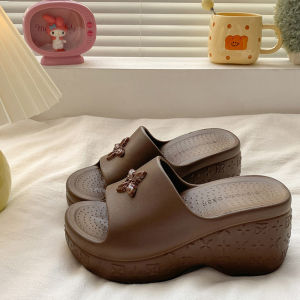 [Free Shipping] New Thick-Soled WomenS Summer Slippers Fashionable High-Heeled Sandals Outdoor Height-Increasing Wedge Sandals WomenS Slip-On Sandals