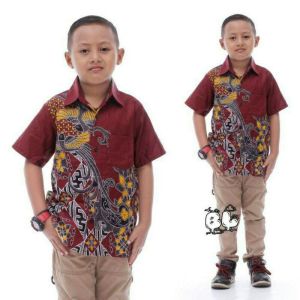 Setelan Batik Keluarga Modern Motif Kenari Maroon - Atasan & Gamis Nyaman untuk Semua Ukuran