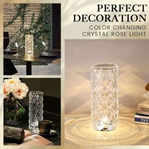 16 Colors Touch Night Light LED Crystal Table Lamp Rose Light Projector Romantic Diamond Atmosphere Light USB Home Bar Decor