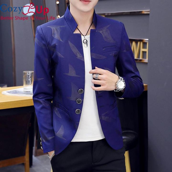 Cozy Up Stand Collar Mens Suit Casual Jacket Korean Slim Youth