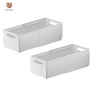 2 Pack Adjustable Expandable Storage Box Stackable Organisers Container Baskets for Kitchen Cabinets Wardrobes Bathroom [Ueb Shop]