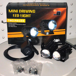1 pair motorcycle driving light mini LED spotlight waterproof headlight dual hi/lo beam universal