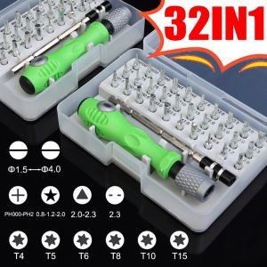 32 ชิ้น ชุดไขควงอเนกประสงค์ / ชุดไขควงแม่เหล็ก 32in1 / หัวไขควงปากแฉกขนาดเล็ก / เครื่องมือซ่อมชิ้นส่วนพกพา / ชุดเครื่องมือซ่อมหัวสกรูหลายขนาด