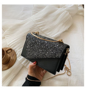 Womens Bag 2026 Cross-border new handbag versatile textured sequined fashionable chain-link small square bag a must-have for trendy looks