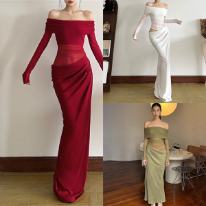 Womens Elegant Long Sleeve Ruched Bodycon Cutout Maxi Dress with Sheer Mesh Designs for Formal Event and Gatherings