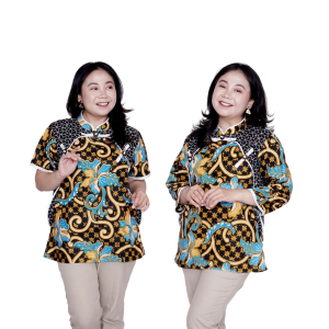 Putri Nasya Blouse Batik Big Size Wanita Atasan Batik Jumbo LD 140 Pakaian Atasan Model Blus Pendek Jumbo Seragam Kerja Batik / Blus Kantor Formal S-M-L-XL-2L-3L-4L-5L-6L-7L / Pakaian Batik Super Jumbo Kekinian Bahan Wanita