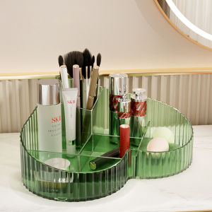 กล่องจัดเก็บแปรงแต่งหน้า อะคริลิค กล่องเก็บเครื่องสำอาง สไตล์หรูหรา กล่องใส่เครื่่องสำอางค์ รูปหัวใจ กล่องเก็บของ มีหลายช่อง ใส่ของได้เยอะ ทนทาน