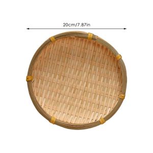 Dệt thủ công tròn giỏ xách bằng tre Trái Cây Rau rổ ráo nước Snack Biscuit khô tấm (13/20cm) ﻿