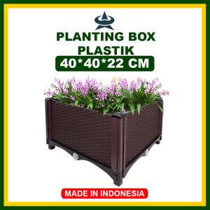 GEMUK Planting Box Pot 40x40x22cm Tanaman Pot Plastik Bentuk Kotak Tanaman Plastik Pot Bunga Planter