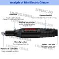 24pcs/Set Mesin Gerinda Mini Elektrik 100V-240V Pengaturan Tanpa Langkah Kecepatan Electric Grinder Mengukir Alat Pena Bor Mini Alat Pena Ukir Listrik Penggiling 3000-18000 Putaran/Menit untuk Milling Polishing. 