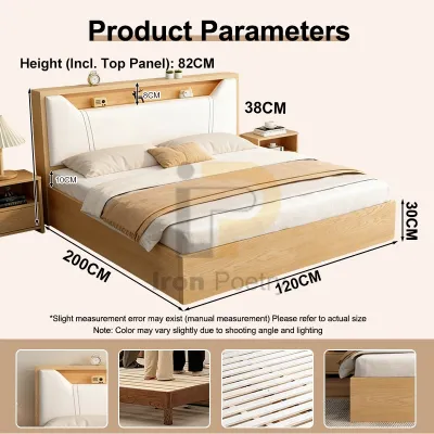 Solid Wood Bed Frame Soft Headboard Nordic Heavy Duty Bed Frame Single Queen King Size High Quality