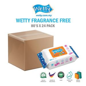 Wetty Wet Wipes 80s x 24 Bags (Fragrance Free)