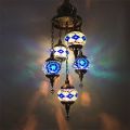 5-Heads Pendant Lights Bedroom Chandelier Retro Style Balcony Hotel Turkish Handmade Hanging Lamp. 