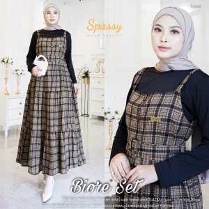 One Set Terbaru Baju Setelan Outer Inner Premium Motif Kotak Biore Set By Spassy