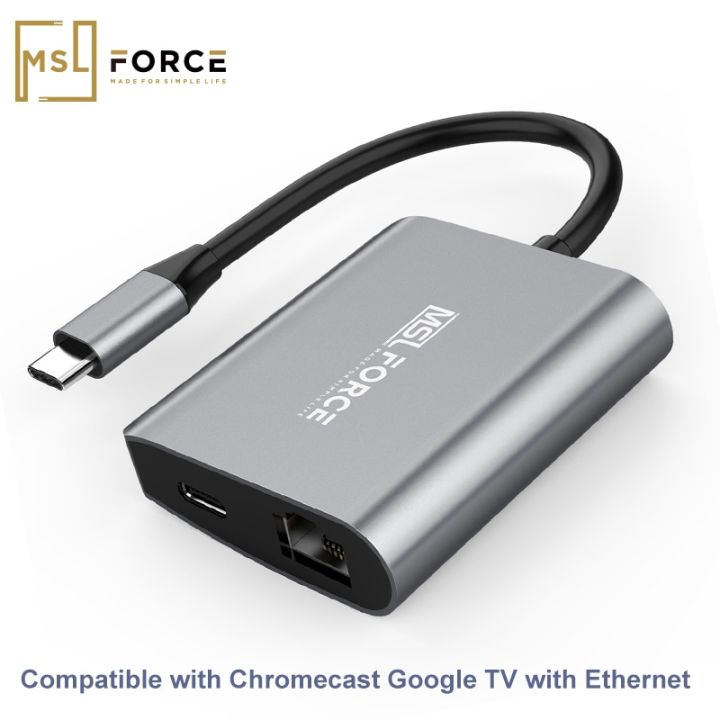 Chromecast Rj45 USB-C Gigabit RJ45 Adapter With PD100W Passthrough Power 1000Mbps ...
