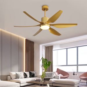 Quạt trần đèn led cao cấp 6 cánh sải dài có khiển từ xa 3 màu ánh sáng (Động cơ Inverter 6 Tốc Độ)