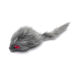 CUTE ELVES Soft Grey Plush Mouse Cat Toy Plush Simulation Mouse Long-haired Tail Mice Toys Funny Souding False Mouse Cat Pet Toys Relieve Boredom
