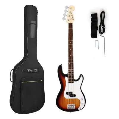 KAWES Gitar Bass Listrik ST dengan Badan Maple 4 Senar Ukuran Penuh Gaya PB Paket Pemula