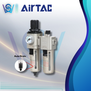 AirTAC GAFC Series Pneumatic Air Filter (Auto Drain) + Regulator + Lubricator + Pressure Gauge Pneumatic Pressure Control Unit