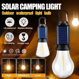 Solar Camping Light Outdoor Waterproof Light Bulb Portable LED Tungsten Light Emergency Light Bulb