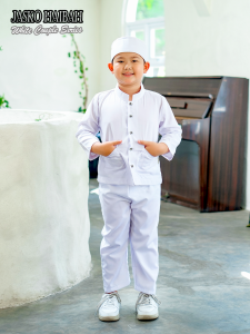 Baju Koko Putih Anak Haibah / Setelan koko anak