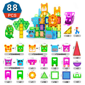 Romboss 88pcs Animal Card Blocks Colorful Window Magnetic Animal World Magnetic Block DIY Magnetic Block Educational Toys For Children Gift