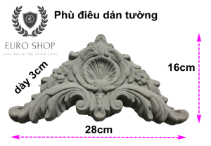Phù điêu xi măng cốt sợi thủy tinh hoa văn họa tiết bông góc PD16x28cmV1 HTV-EUROSHOP dày 3cm trang trí gắn dán trần tường công trình xây dựng Biệt Thự Tân Cổ Điển (phu dieu xi mang  phù điêu bê tông)