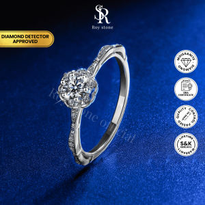 RoyStone - Cincin Wanita Moissanite Sertifikat GRA Original Lapis Emas - Violet Ring